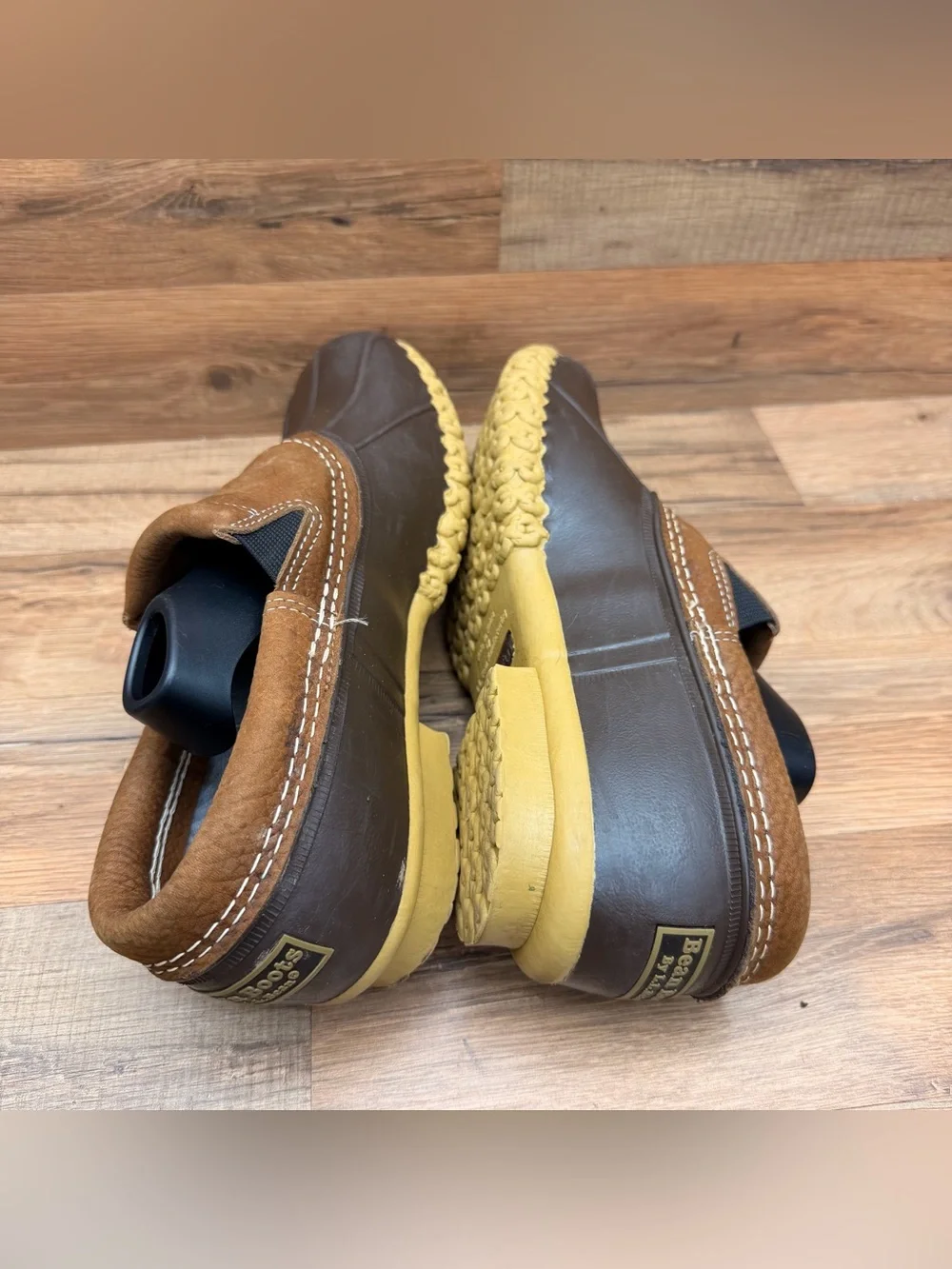 LL Bean Bean Boots Shoes Mens Size 9 Medium Brown Rubber Duck Moc Made USA Maine